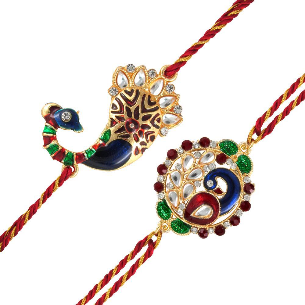 Mahi Combo of Splendid 'Bhaiya Bhabhi' Rakhi with Meenakari Work (Bracelet) CO1104268G