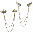 Mahi Combo of Crown and Wings Chain Brooch with Crystals