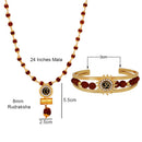 Mahi Combo of Om Sun Cuff Kada Bracelet and Pendant with 24 Inch Rudraksha Mala for Men (CO1105138G)