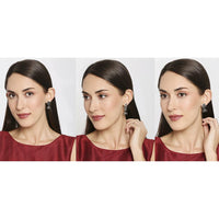 Mahi Combo of Traditional Ethnic Oxidized Silver Alloy Jhumka Earrings for Women (CO1105173R)