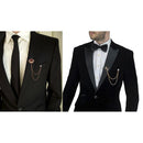 Mahi Latest Design Combo of Crown Shield Long Double Layer Chain Wedding Occasion Brooch for Men (CO1105174M)
