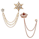 Mahi Latest Design Combo of Crown Star Long Double & Triple Layer Chain Wedding Occasion Brooch for Men (CO1105175Z)