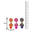 Mahi Combo of Three Traditional Ethnic Jhumka Floral Earrings with Artificial Beads (CO1105183M)