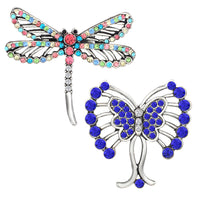 Mahi Combo of Butterfly Shaped Wedding Brooch / Lapel Pin with Multicolor Crystals for Women (CO1105465R)