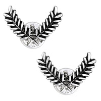 Mahi Antique / Oxidised Rhodium Plated Cross Leaves Collar Pins Set for Men (CP1101104R)