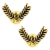 Mahi Antique / Oxidised Gold Plated Cross Leaves Collar Pins Set for Men (CP1101105G)