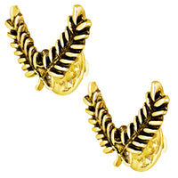 Mahi Antique / Oxidised Gold Plated Cross Leaves Collar Pins Set for Men (CP1101105G)