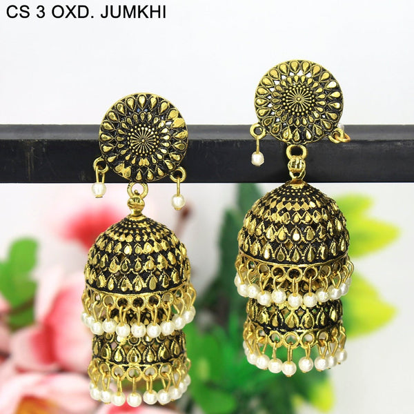 Mahavir Antique Gold Plated Jhumki Earrings - CS 3 OXD Jumkhi