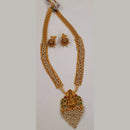 Midas Touch Brass Metal Pota Stone And Pearl Laxmi Temple Necklace Set