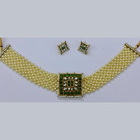 Midas Touch Gold Plated Pota Stone & Kundan Necklace Set