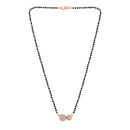 Etnico 18k Rose Gold Plated Traditional Single Line American Diamond Pendant with Black Bead Chain Mangalsutra for Women (D070)