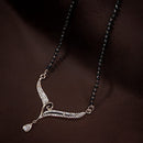 Etnico 18k Rose Gold Plated Traditional Single Line American Diamond Pendant with Black Bead Chain Mangalsutra for Women (D071)