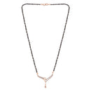 Etnico 18k Rose Gold Plated Traditional Single Line American Diamond Pendant with Black Bead Chain Mangalsutra for Women (D071)
