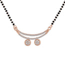 Etnico 18k Rose Gold Plated Traditional Single Line American Diamond Pendant with Black Bead Chain Mangalsutra for Women (D072)