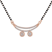 Etnico 18k Rose Gold Plated Traditional Single Line American Diamond Pendant with Black Bead Chain Mangalsutra for Women (D072)
