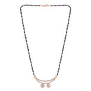 Etnico 18k Rose Gold Plated Traditional Single Line American Diamond Pendant with Black Bead Chain Mangalsutra for Women (D072)