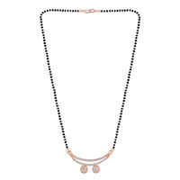 Etnico 18k Rose Gold Plated Traditional Single Line American Diamond Pendant with Black Bead Chain Mangalsutra for Women (D072)