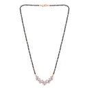 Etnico 18k Rose Gold Plated Traditional Single Line American Diamond Pendant with Black Bead Chain Mangalsutra for Women (D073)
