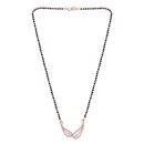 Etnico 18k Rose Gold Plated Traditional Single Line American Diamond Pendant with Black Bead Chain Mangalsutra for Women (D074)