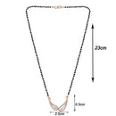 Etnico 18k Rose Gold Plated Traditional Single Line American Diamond Pendant with Black Bead Chain Mangalsutra for Women (D074)