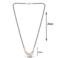 Etnico 18k Rose Gold Plated Traditional Single Line American Diamond Pendant with Black Bead Chain Mangalsutra for Women (D074)