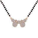 Etnico 18k Rose Gold Plated Traditional Single Line American Diamond Pendant with Black Bead Chain Mangalsutra for Women (D075)