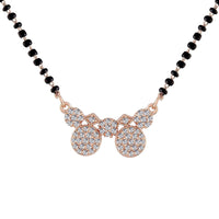 Etnico 18k Rose Gold Plated Traditional Single Line American Diamond Pendant with Black Bead Chain Mangalsutra for Women (D075)