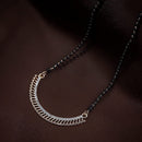 Etnico 18k Rose Gold Plated Traditional Single Line American Diamond Pendant with Black Bead Chain Mangalsutra for Women (D076)