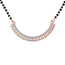 Etnico 18k Rose Gold Plated Traditional Single Line American Diamond Pendant with Black Bead Chain Mangalsutra for Women (D076)