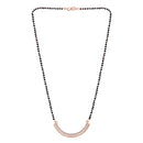 Etnico 18k Rose Gold Plated Traditional Single Line American Diamond Pendant with Black Bead Chain Mangalsutra for Women (D076)