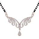 Etnico 18k Rhodium Plated Traditional Single Line American Diamond Pendant with Black Bead Chain Mangalsutra for Women (D077)