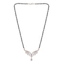 Etnico 18k Rhodium Plated Traditional Single Line American Diamond Pendant with Black Bead Chain Mangalsutra for Women (D077)