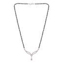 Etnico 18k Rhodium Plated Traditional Single Line American Diamond Pendant with Black Bead Chain Mangalsutra for Women (D079)