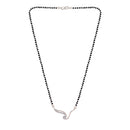 Etnico 18k Rhodium Plated Traditional Single Line American Diamond Pendant with Black Bead Chain Mangalsutra for Women (D080)