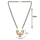 Etnico 18k Gold Plated Traditional Meena Work Pearl Studded Pendant with Black Bead Chain Mangalsutra for Women (D082)
