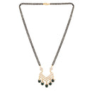 Etnico 18k Gold Plated Traditional Pearl Beads Studded Pendant with Black Bead Chain Mangalsutra for Women (D084G)