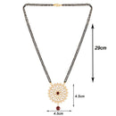 Etnico 18k Gold Plated Traditional Pearl Kundan Studded Pendant with Black Bead Chain Mangalsutra for Women (D085G)