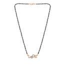 Etnico 18k Rose Gold Plated Traditional Single Line American Diamond Lovers Design Pendant with Black Beads Chain Mangalsutra for Women (D090)