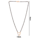 Etnico 18k Rose Gold Plated Traditional Single Line American Diamond Heart Shaped Pendant with Black Beads Chain Mangalsutra for Women (D095)