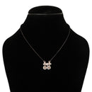 Etnico 18k Rose Gold Plated Traditional Single Line American Diamond Pendant with Black Bead Chain Mangalsutra for Women (D097)