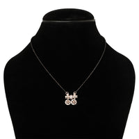 Etnico 18k Rose Gold Plated Traditional Single Line American Diamond Pendant with Black Bead Chain Mangalsutra for Women (D097)