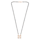 Etnico 18k Rose Gold Plated Traditional Single Line American Diamond Pendant with Black Bead Chain Mangalsutra for Women (D097)
