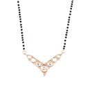 Etnico 18k Rose Gold Plated Traditional Single Line American Diamond Pendant with Black Bead Chain Mangalsutra for Women (D098)