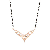 Etnico 18k Rose Gold Plated Traditional Single Line American Diamond Pendant with Black Bead Chain Mangalsutra for Women (D098)