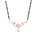 Etnico 18k Rose Gold Plated Traditional Single Line American Diamond Pendant with Black Bead Chain Mangalsutra for Women (D101)