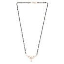 Etnico 18k Rose Gold Plated Traditional Single Line American Diamond Pendant with Black Bead Chain Mangalsutra for Women (D101)