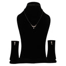Etnico 18k Rose Gold Plated Traditional Single Line American Diamond Pendant with Black Bead Chain Mangalsutra for Women (D102)