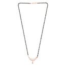 Etnico 18k Rose Gold Plated Traditional Single Line American Diamond Pendant with Black Bead Chain Mangalsutra for Women (D102)