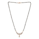 Etnico 18k Rose Gold Plated Traditional Single Line American Diamond Pendant with Black Bead Chain Mangalsutra for Women (D102)