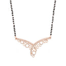 Etnico 18k Rose Gold Plated Traditional Single Line American Diamond Pendant with Black Bead Chain Mangalsutra for Women (D103)